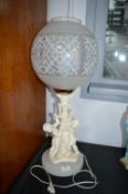 Decorative Lamp with Marble Base and Cherub Suppor