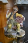 Capodimonte Figure of a Man Drinking on a Bench