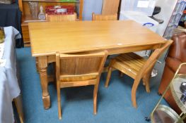Light Oak Dining Table with Four Chairs