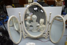 White & Gold Triple Dressing Table Mirror
