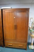 Large Solid Wood Double Wardrobe with Single Drawe