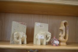 Soapstone Carved Bookends etc.