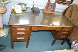 *1930's Oak Glass Topped Desk