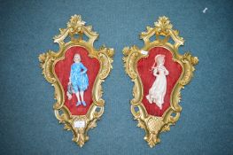 Pair of Gilt Framed 3D Mounted Historical Figures