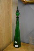 Empoli Green 1970's Glass Genie Bottle