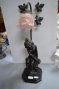 Bronze Effect Decorative Table Lamp with a Young G