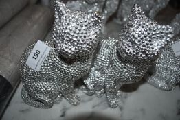 *Pair of 17cm Diamante Cat Figures