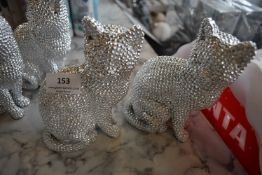 *Pair of 17cm Diamante Cat Figures