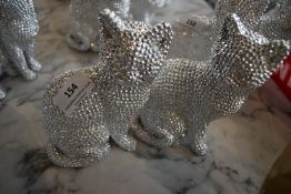 *Pair of 17cm Diamante Cat Figures