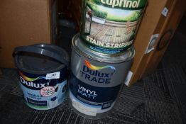*2.5L of Dulux Sapphire Salute Walls & Ceiling Paint, 5L of Dulux Trade Caramel Latte Vinyl Matt,