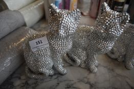 *Pair of 17cm Diamante Cat Figures