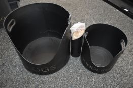 *Log Bucket, Kindling Bucket, and Matchstick Holder