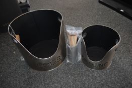 *Log Bucket, Kindling Bucket, and Matchstick Holder