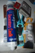 *Harris Woodworking Gloss Brush, Combination Pliers, Harris Sanding Block, Chalk, and a Maxim 1”