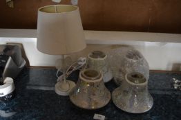 *Four Crazed Lampshades, and a Small Table Lamp