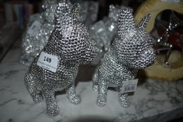 *Pair of 18cm Diamante Pug Dog Figures