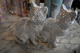 *Pair of 17cm Diamante Cat Figures