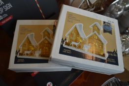 *2x Premier Nordic LED Wooden House Scene 23cm