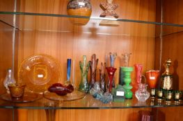 Coloured Glass Vases and Dishes, etc.