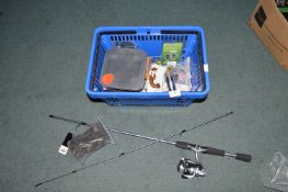 Assorted Fishing Tackle, Rainbow Rod, and Reel