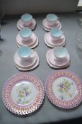 Two Ribbon Plates and Six Colclough Trios