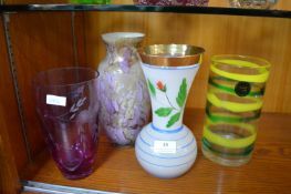 Four Coloured Glass Vases