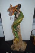Carved Wood Painted Eastern Dragon
