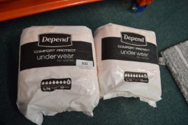 *2x Depend Comfortable Protective Underwear