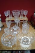 Cut Lead Crystal Bowls, Wine Glasses, etc.