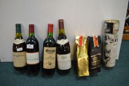 Four Assorted Vintage Wine plus Commemorative Beers