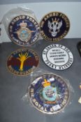 Five Reproduction Metal Armed Forces Plaques