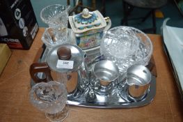 Coffee Set, Cut Glass Crystal Vases, etc.