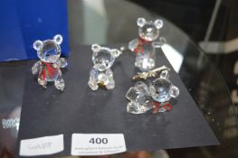 Four Swarovski Crystal Teddy Bear Ornaments