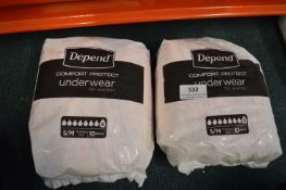 *2x Depend Comfortable Protective Underwear