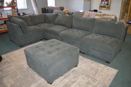 *Teasdale 6pc Grey Sectional Sofa with Pouffe