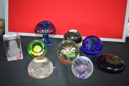 Nine Glass Paperweights