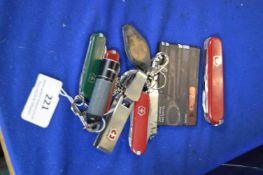 Assorted Small Victorinox Swiss Army Knives, Keyrings, etc.