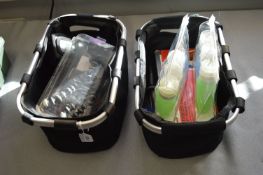 Two Outwell Baskets Containing Outdoor Gear, Torch