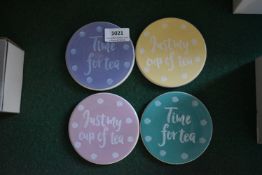 Four Porcelain Coasters “Time for Tea”