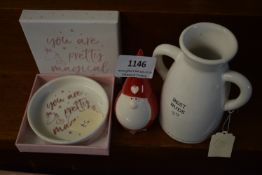 “Best Buds” Spill Vase, Decorative Santa, and a Trinket Dish