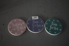 Three Ceramic Coasters “Time for Tea”