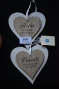 Two Decorative Hearts “Home is Where the Heart is” & “Friends are the Family we Choose”