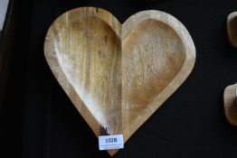 Large Carved Wood Love Heart Dish