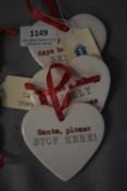 Three Festive Ceramic Hearts