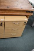 *Freestanding Three Drawer Pedestal in Lightwood Finish with Silver Handles