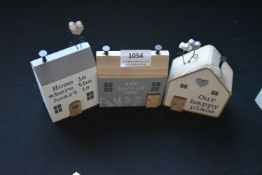 Three Decorative Wood Houses “Home Sweet Home”