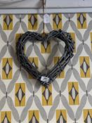 30cm Grey Wicker Woven Heart