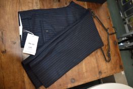 *NN07 Navy Blue Pinstripe Trousers Size: 32x32