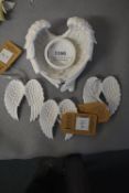 Angel Wings Tealight Holder and Three Christmas Tree Angel Ornaments