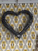 50cm Grey Wicker Woven Heart